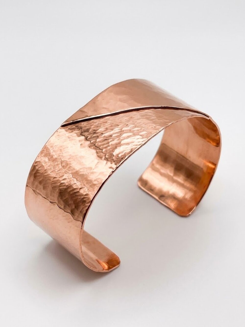 Artisan 1970s Hammered Copper Cuff Bracelet